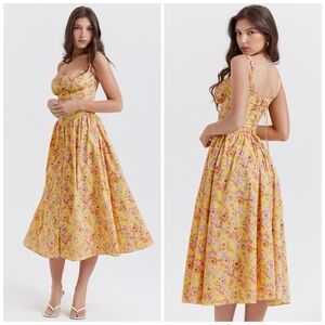 House of CB TATIANA Butter Print Midi Sundress Size Medium Plus Cup​